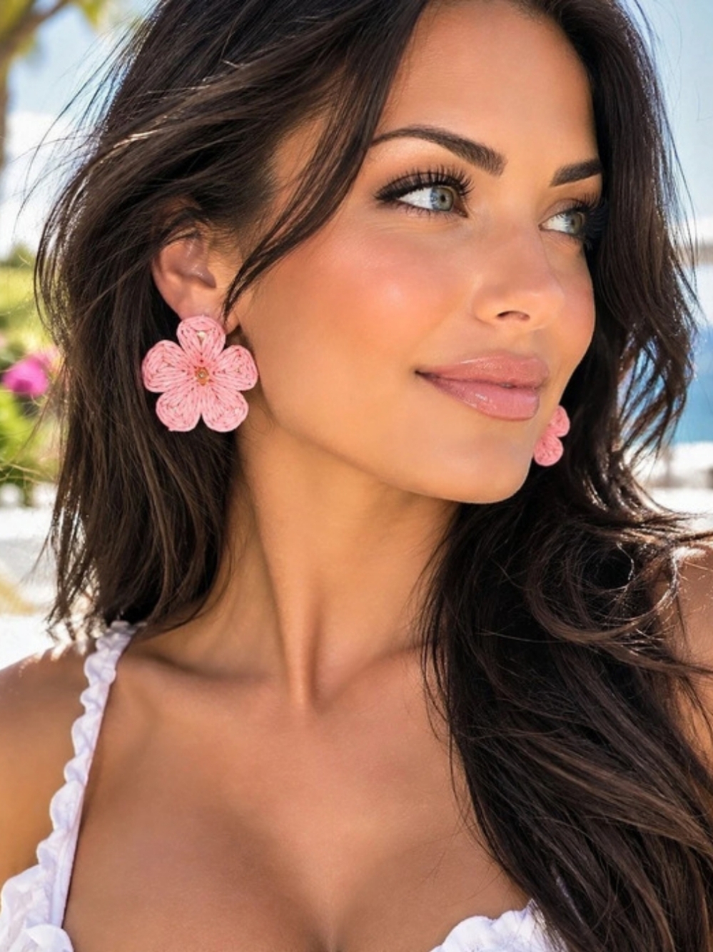 Pink Flower Earrings